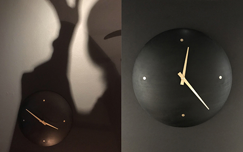 "Dark Star Clock"    Turned sycamore wood, sumi ink finish, handmade brass fittings   2020